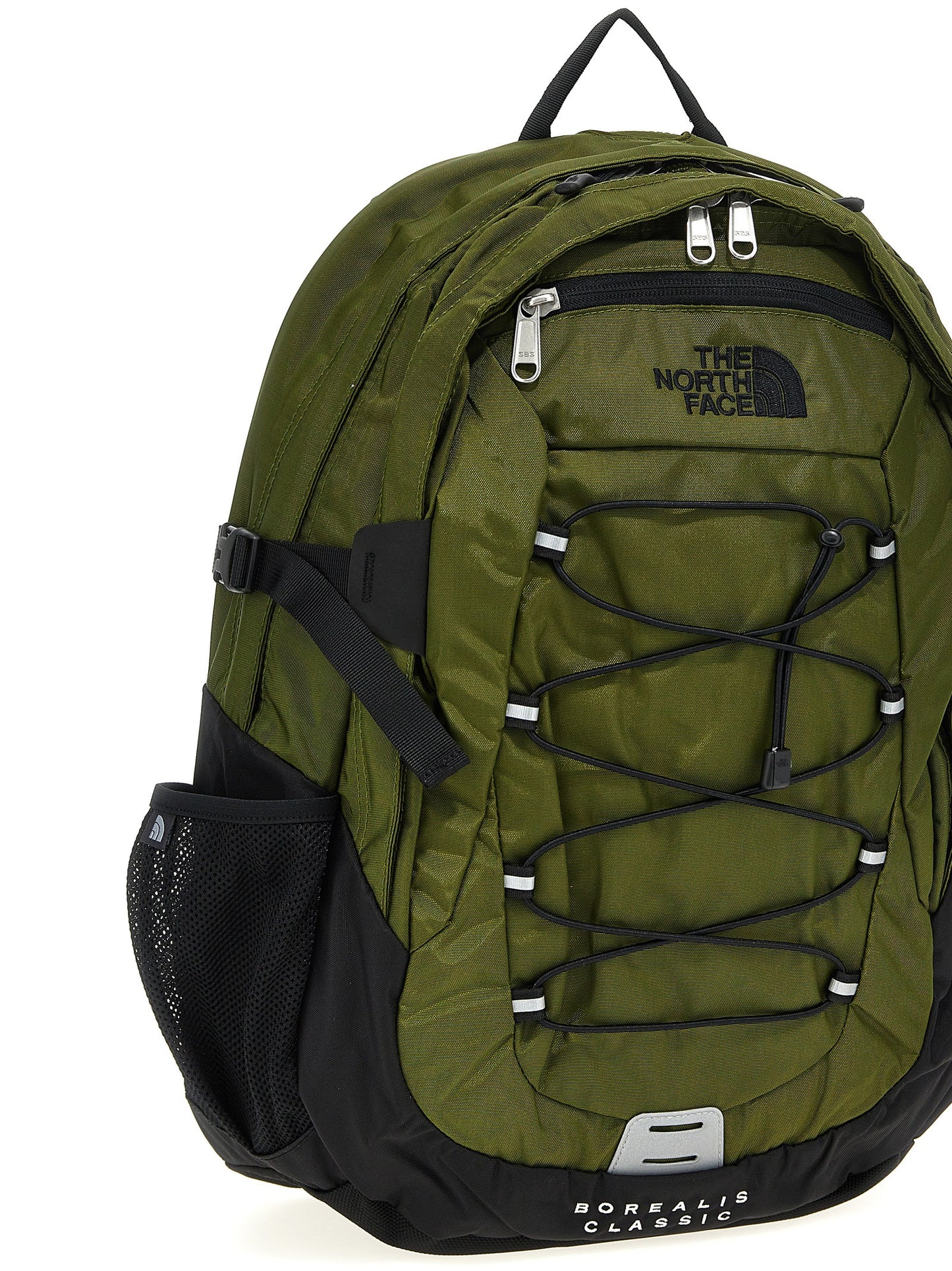 Backpack by The North Face for unisex in nylon & mesh bicolour & green features a fashionable silhouette, showcasing the Borealis Classic Nylon & Mesh Backpack design with a secure , ample laptop-compartment, and versatile backpack-strap & adjustable-strap.