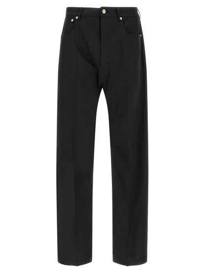 Jeans by Rick Owens for men in denim & virgin wool black features an refined tailoring silhouette, showcasing a premium wide with a low rise and long cut for a refined tailoring look.