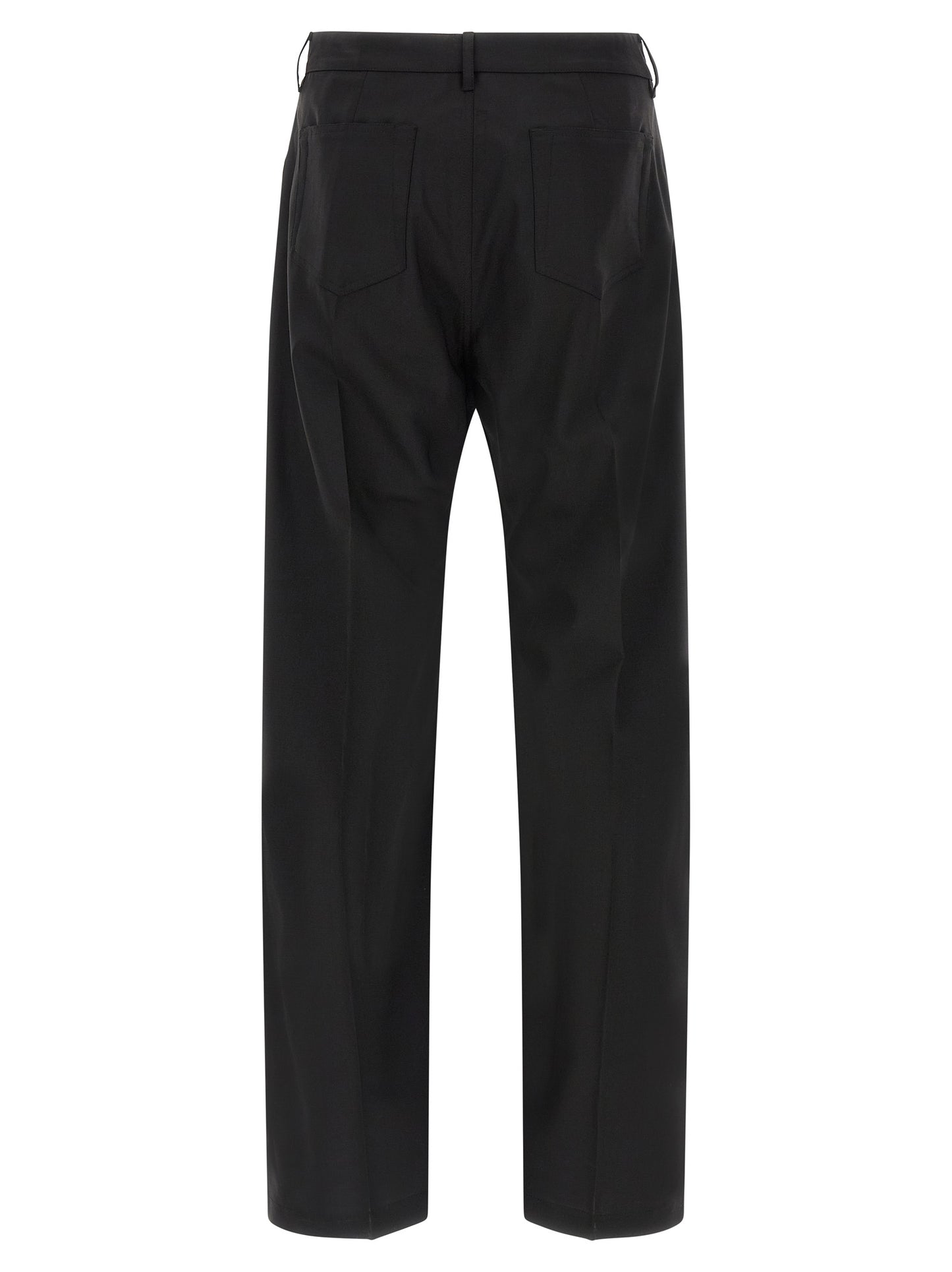 Jeans by Rick Owens for men in denim & virgin wool black features a polished silhouette with a polished wide, reaching a polished long and finished with a polished low rise.