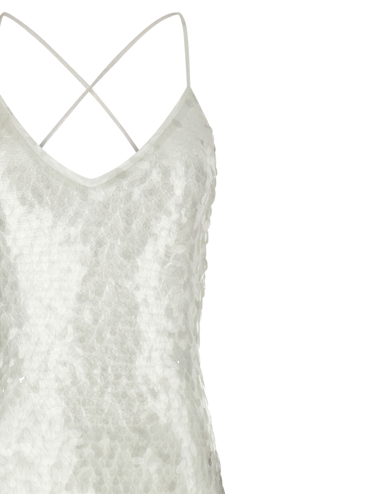 Norma Kamali Women's Mermaid Round Neck &V Polyamide Mesh & Sequins Dress - Transparent White