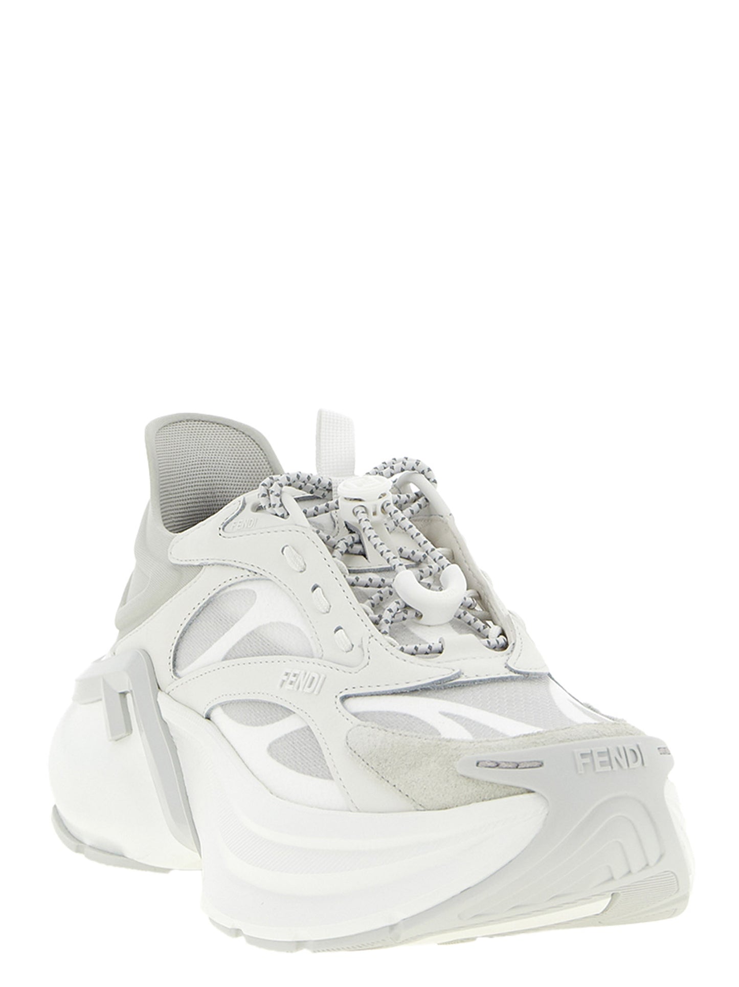 Athletic Sneakers by Fendi for women in suede calfskin leather gray & patterned features an effortless chic silhouette, showcasing the signature chunky style of the Women's Chunky Suede Calfskin Leather Athletic Sneakers collection with a truly effortless chic finish.