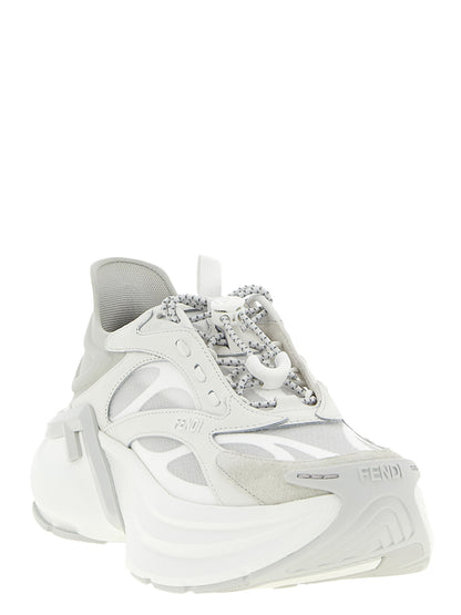 Athletic Sneakers by Fendi for women in suede calfskin leather gray & patterned features an effortless chic silhouette, showcasing the signature chunky style of the Women's Chunky Suede Calfskin Leather Athletic Sneakers collection with a truly effortless chic finish.