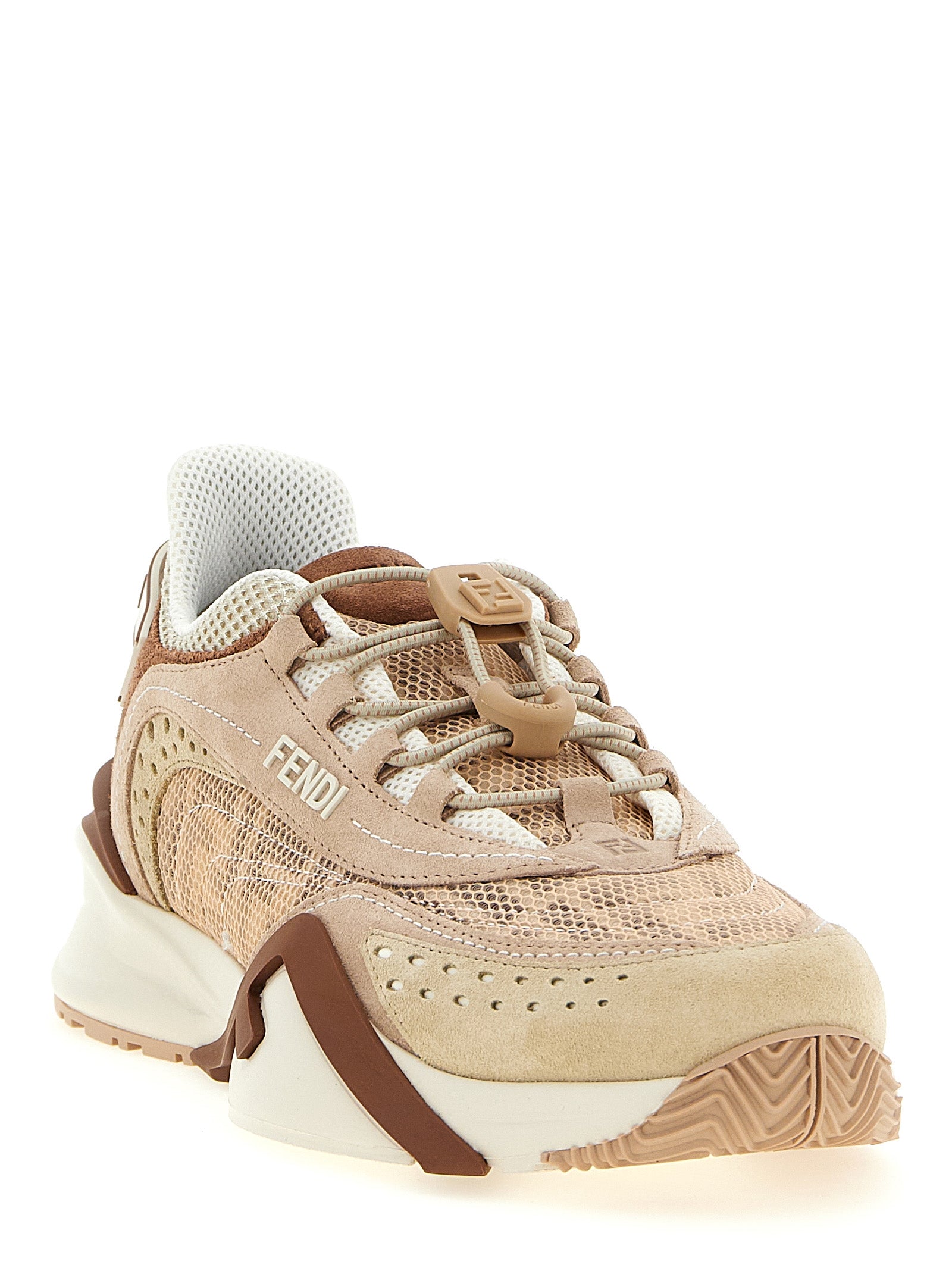 Athletic Sneakers by Fendi for women in polyamide polyester suede leather multicolor & pink features an exquisite silhouette, showcasing the premium athletic style of the Flow Women's Athletic Polyamide Polyester Suede Leather Sneakers with an exquisite finish.