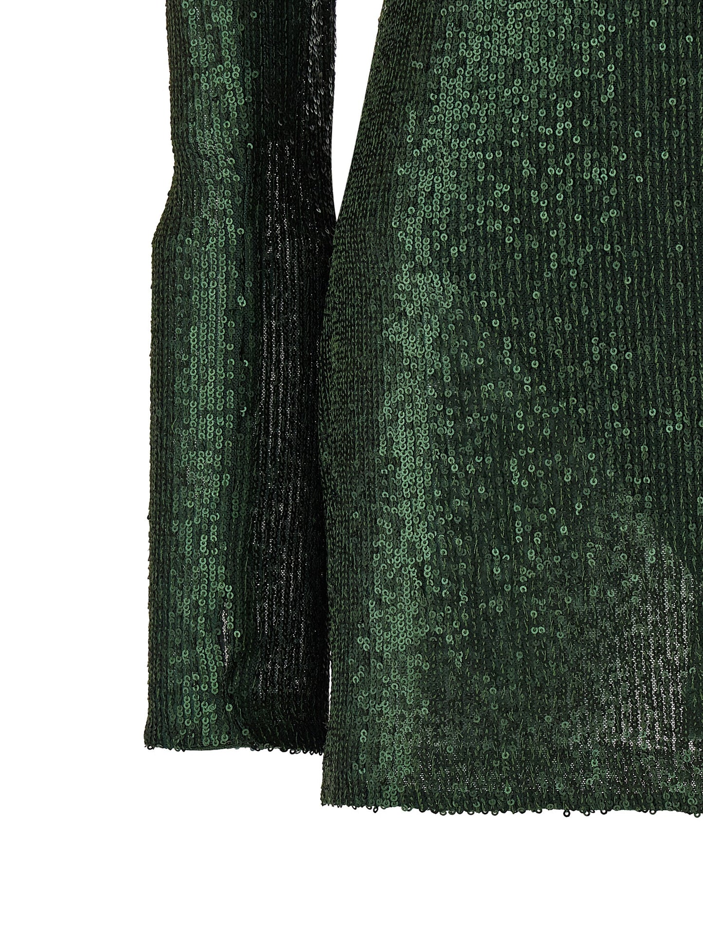Dress by Norma Kamali for women in polyester & sequins bicolour & green features an magnificent silhouette, artfully detailed with a magnificent and that flows into an magnificent short.
