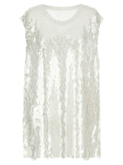 Tank Top by Norma Kamali for women in polyamide & sequins white showcases a sublime silhouette, with sleeveless and crew neckline details for a sublime finish.