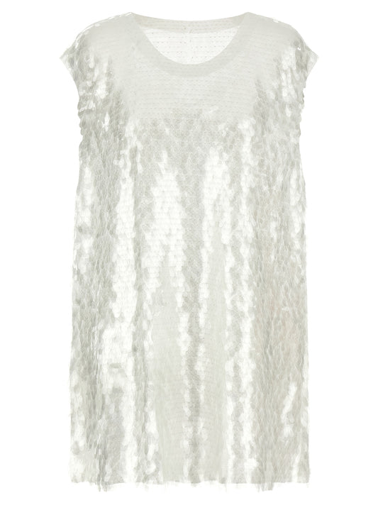 Tank Top by Norma Kamali for women in polyamide & sequins white showcases a sublime silhouette, with sleeveless and crew neckline details for a sublime finish.