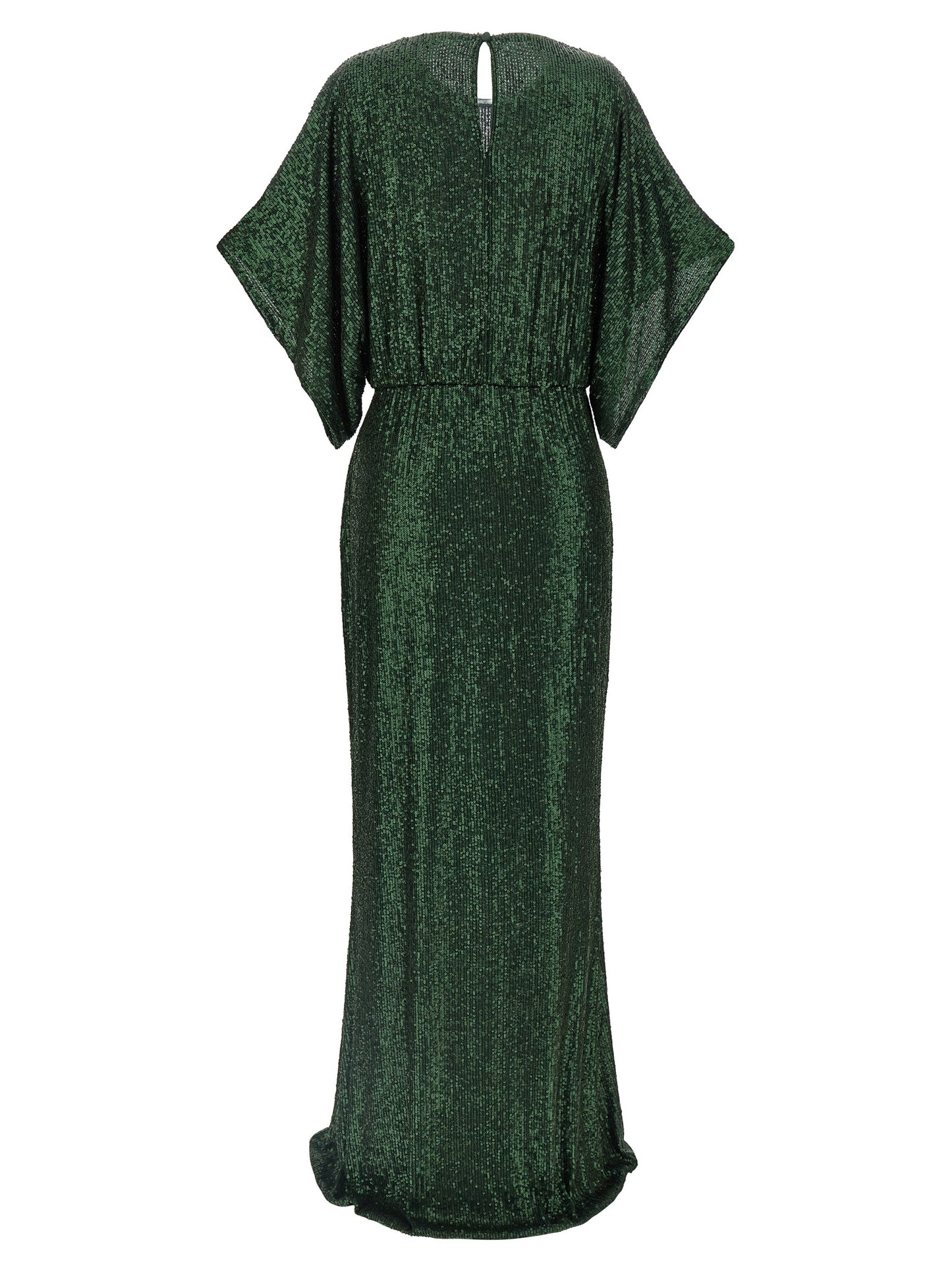 Dress by Norma Kamali for women in polyester & sequins bicolour & green showcases a striking silhouette, elegantly detailed with a , refined crew neckline, and a striking short long for a striking finish.