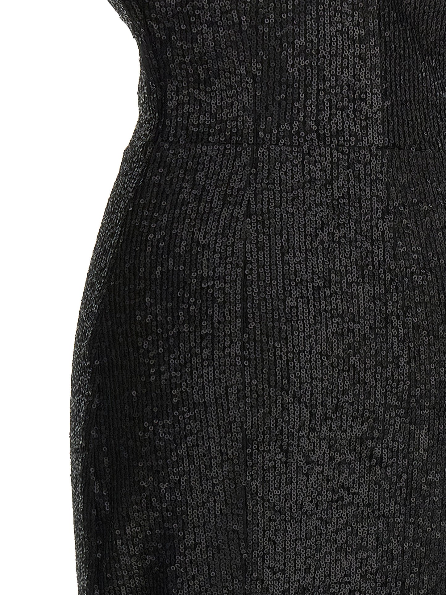 Dress by Norma Kamali for women in polyester & sequins black features an sultry silhouette defined by a and , falling to an sultry long for a sultry look.