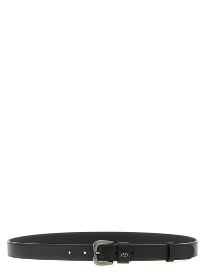 Belt by Valentino Garavani for men in calfskin leather black & signature presents a artisanal silhouette from the V Logo Calfskin Leather Belt collection, showcasing an artisanal design and refined craftsmanship for a artisanal look.