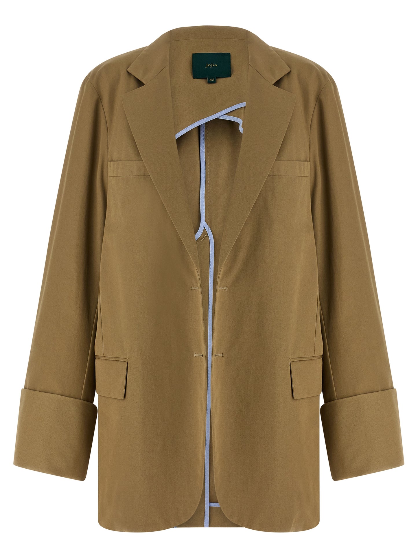 MAISON JEJIA Women's Single Breasted Cotton Blazer - Beige