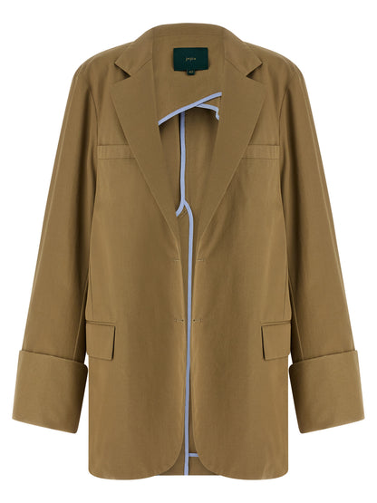 MAISON JEJIA Women's Single Breasted Cotton Blazer - Beige