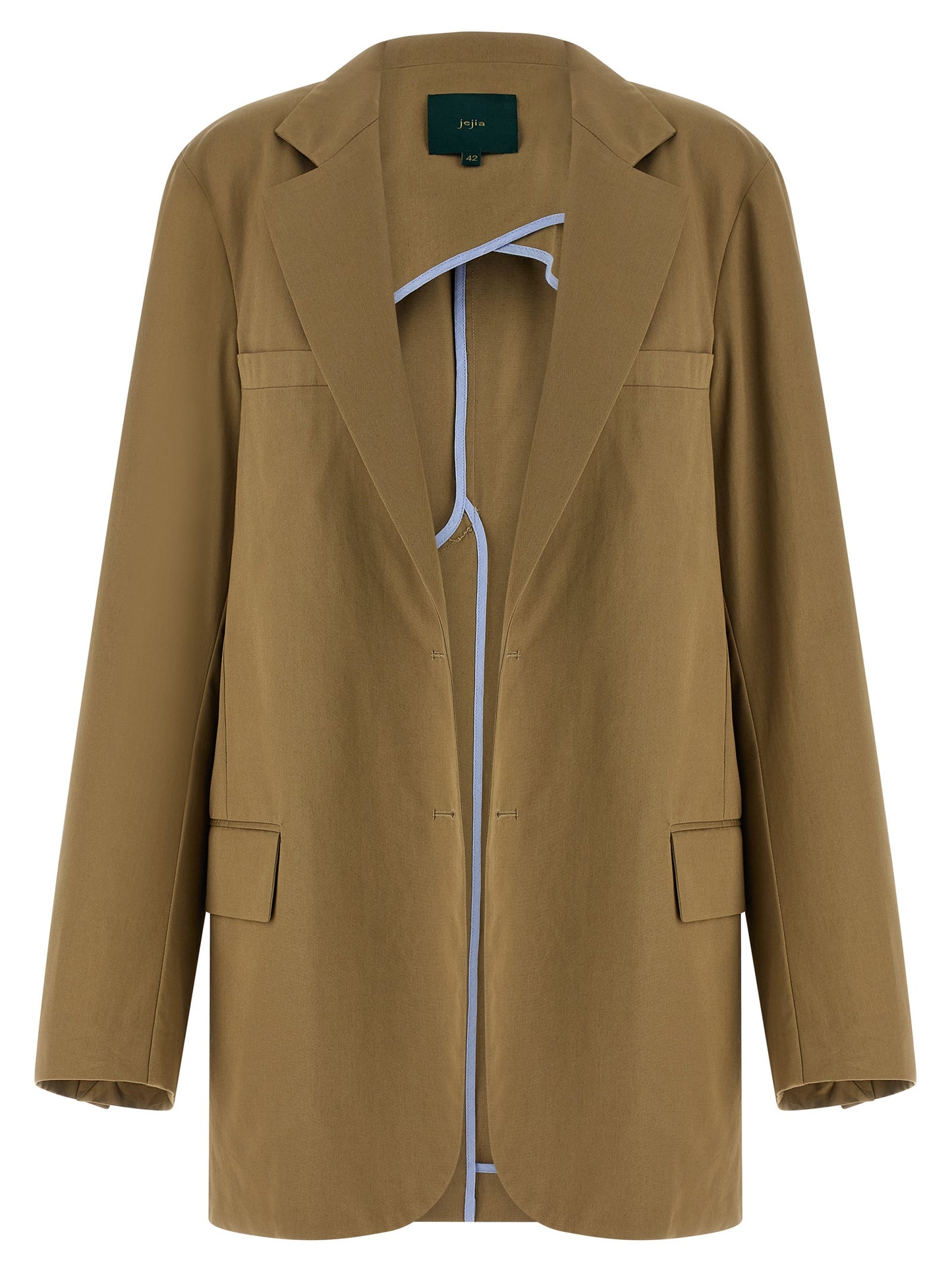 MAISON JEJIA Women's Single Breasted Cotton Blazer - Beige