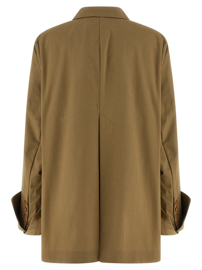 MAISON JEJIA Women's Single Breasted Cotton Blazer - Beige