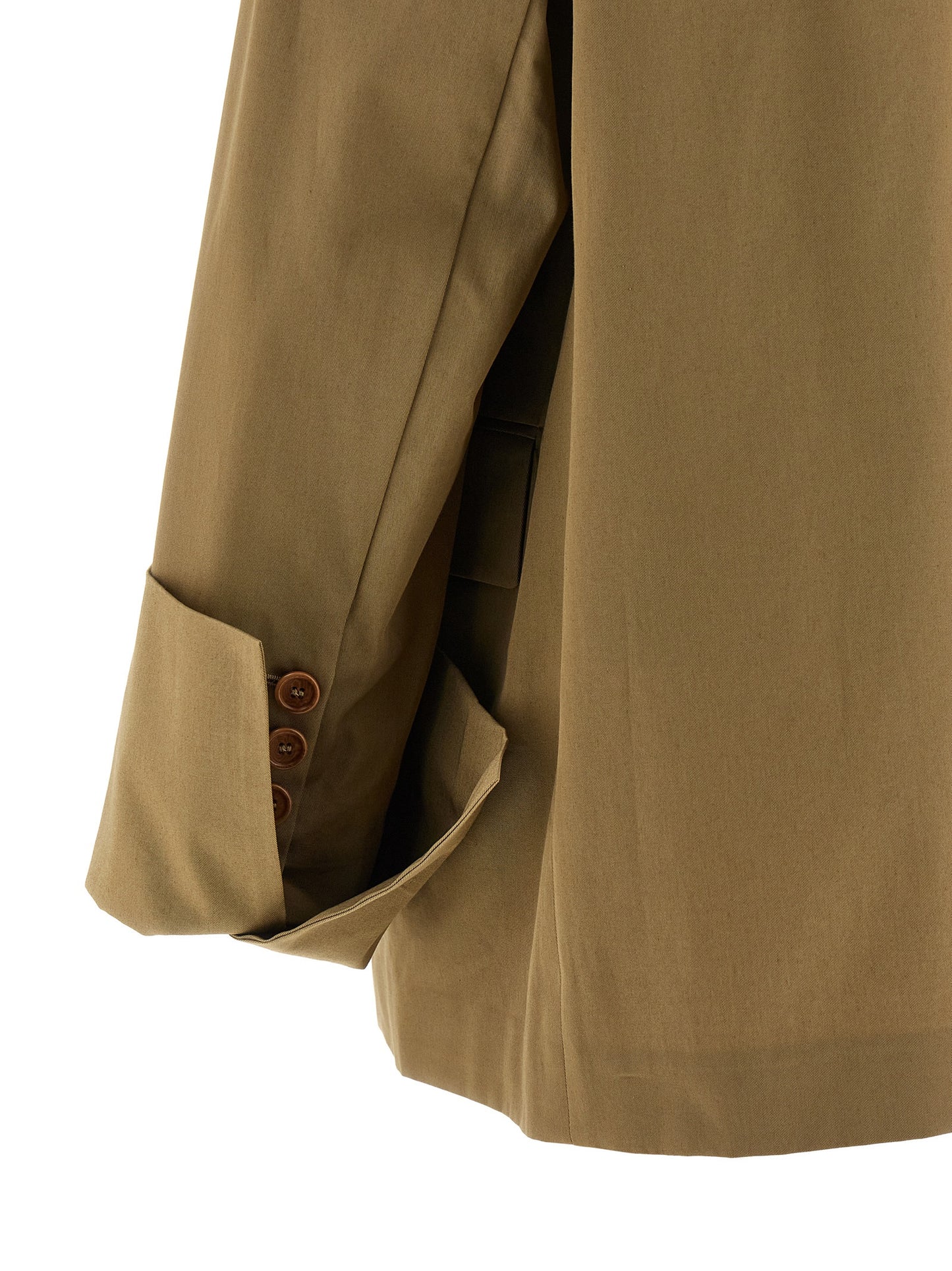 MAISON JEJIA Women's Single Breasted Cotton Blazer - Beige
