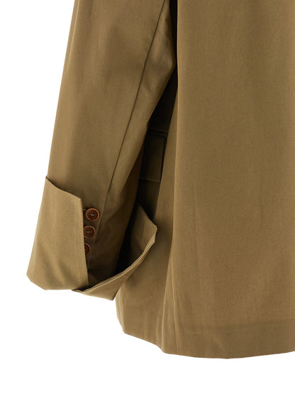 MAISON JEJIA Women's Single Breasted Cotton Blazer - Beige