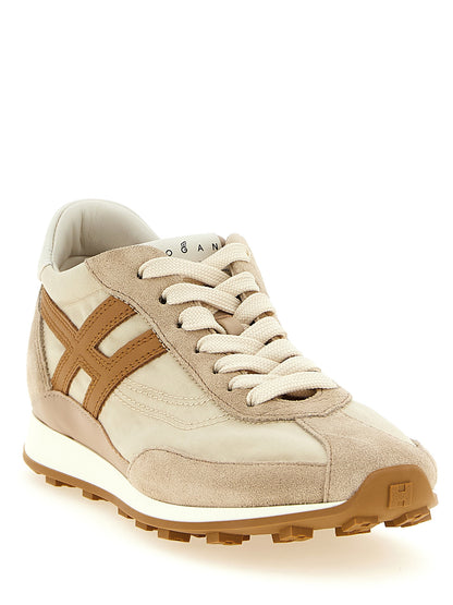 Athletic Sneakers by Hogan for women in polyamide suede leather beige presents a sleek silhouette, perfectly capturing the athletic style essence of Women's Athletic Polyamide Suede Leather Sneakers with its sleek design and premium finish.