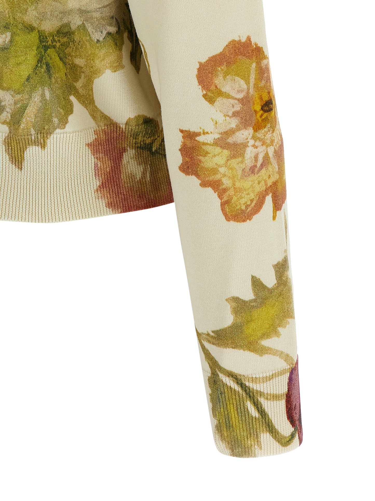 Carolina Herrera Women's Crew Neck Cotton & Silk Cardigan - Gold White Floral Print