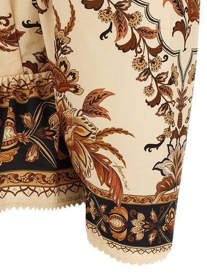 Blouse by FARM RIO for women in cotton beige, sand, floral & print, featuring a nuanced and nuanced for a sophisticated finish.
