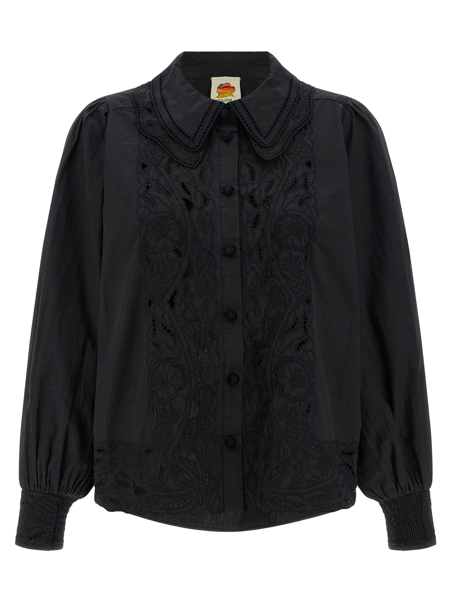 Blouse by FARM RIO for women in cotton black & floral presents a discerning silhouette, showcasing a sophisticated and for a truly discerning finish.