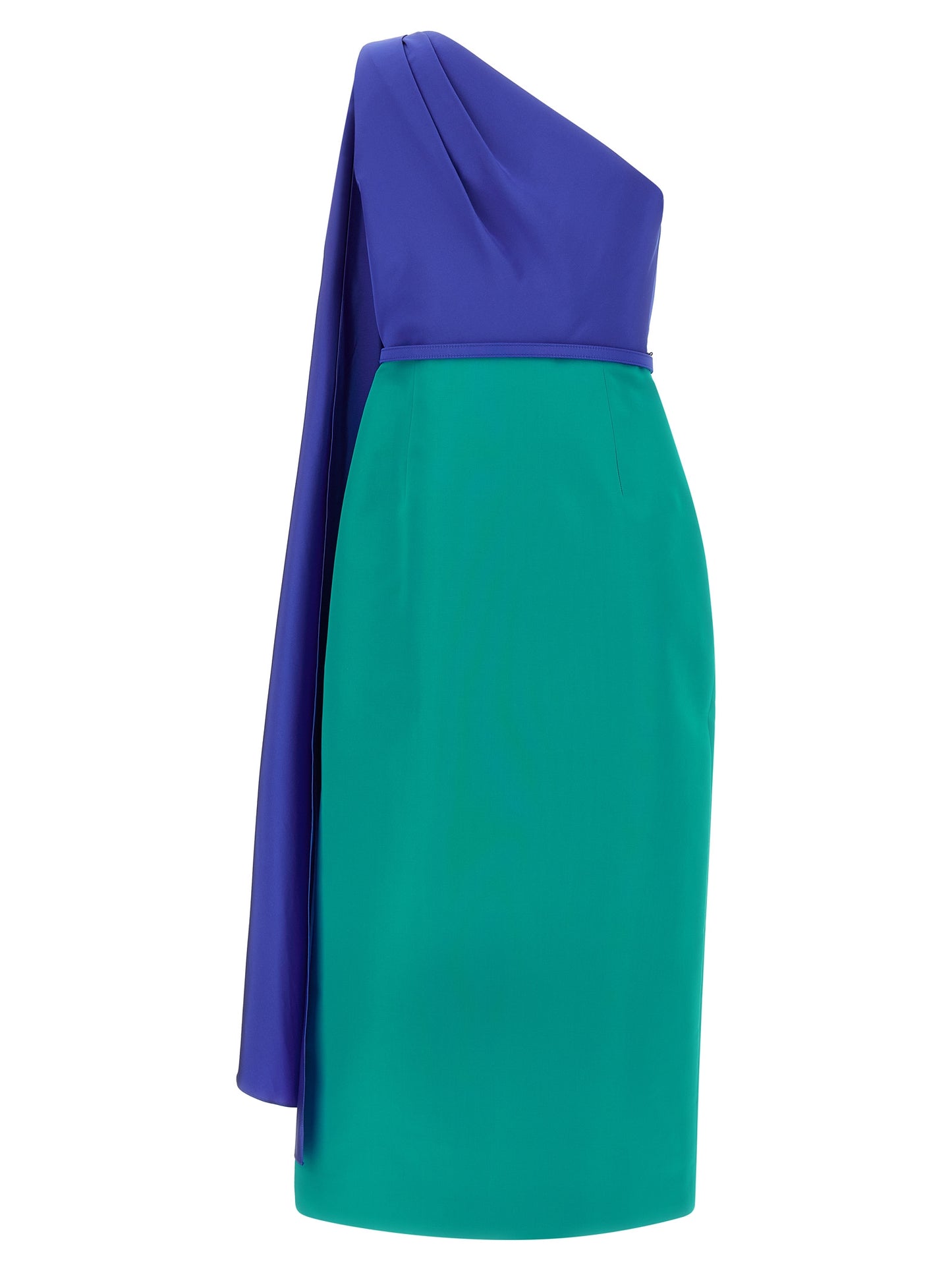 Dress by Carolina Herrera for women in silk multicolor showcases a striking silhouette, elegantly detailed with a , refined asymmetric neckline, and a striking midi for a striking finish.