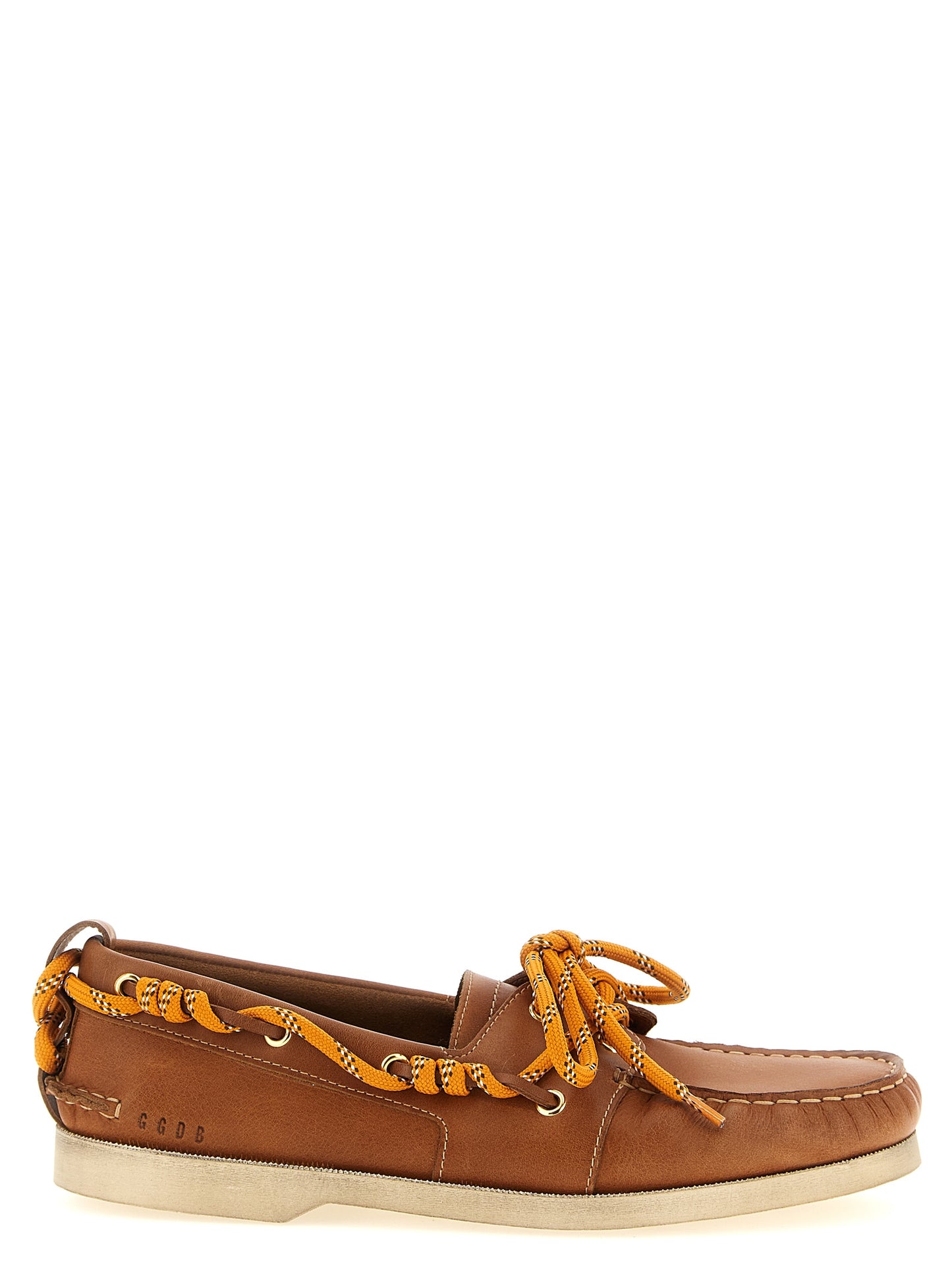 Boat Loafer Slip-On Lace-Up Shoes by Golden Goose for men in cowhide leather brown showcases a timeless silhouette from the Men's Cowhide Leather Boat Loafer Slip-On Lace-Up Shoes collection, featuring a timeless and for a timeless finish.