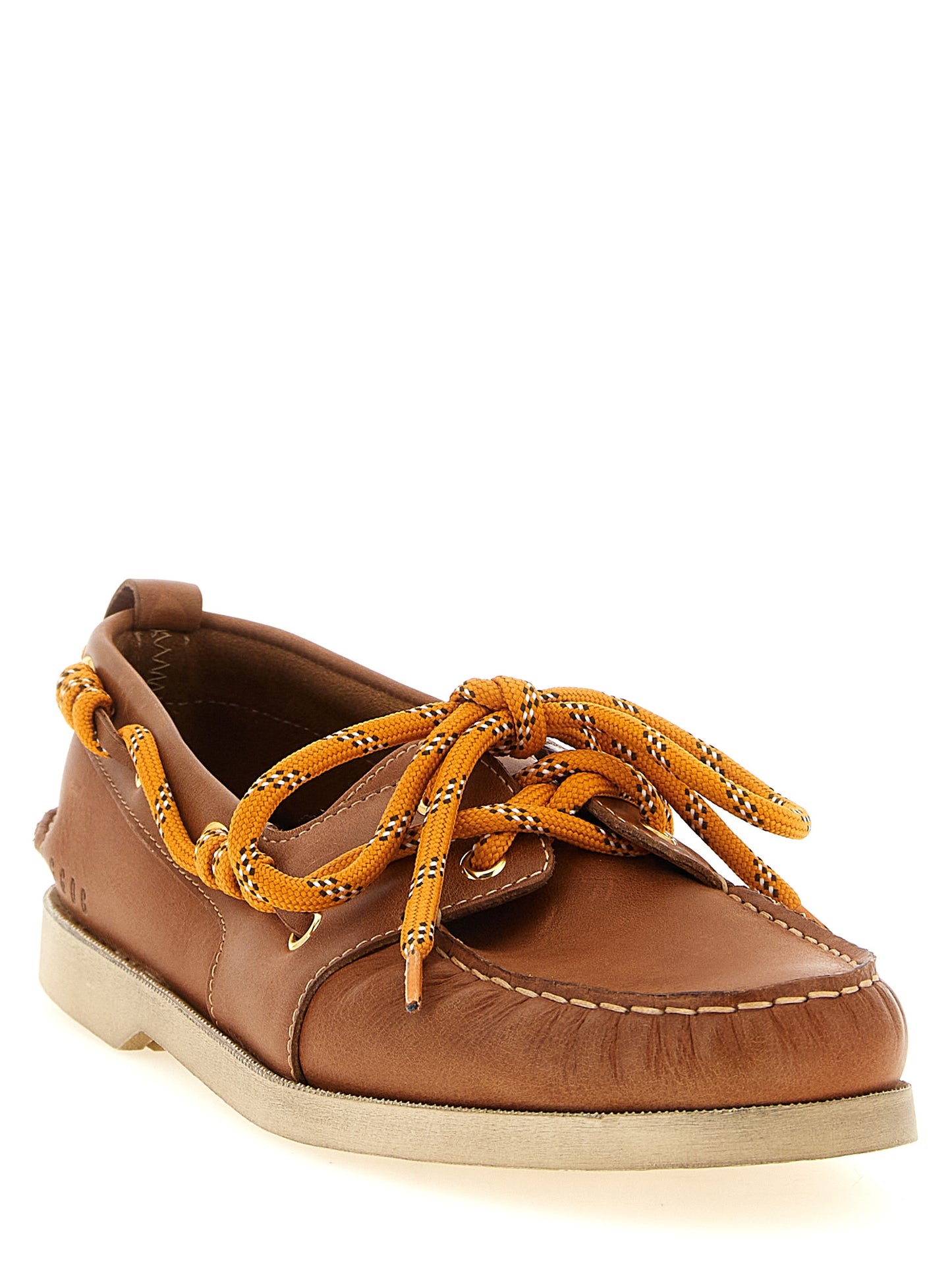 Boat Loafer Slip-On Lace-Up Shoes by Golden Goose for men in cowhide leather brown features an ergonomic silhouette, perfectly showcasing Men's Cowhide Leather Boat Loafer Slip-On Lace-Up Shoes with its distinct and elegant .