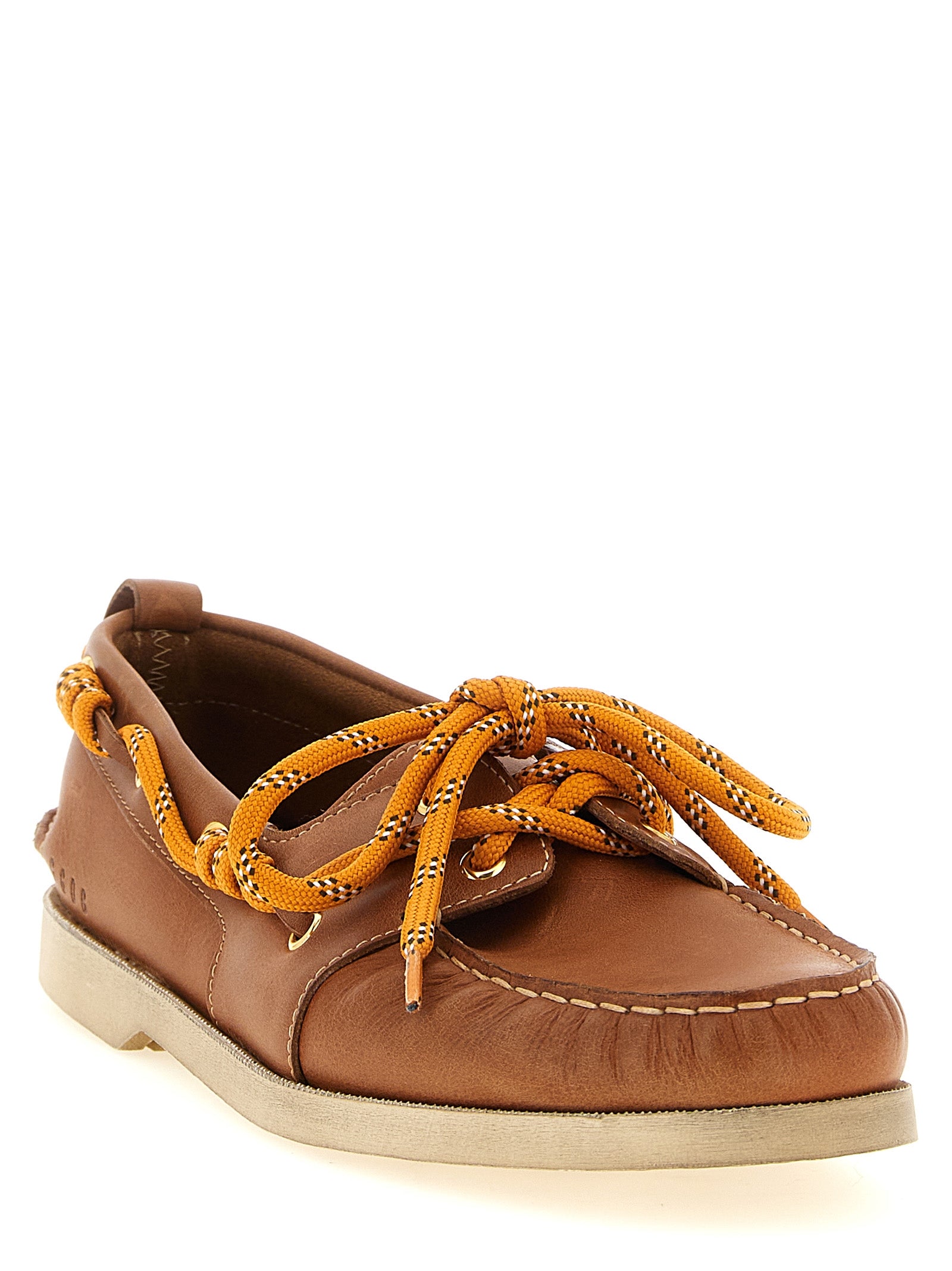 Boat Loafer Slip-On Lace-Up Shoes by Golden Goose for men in cowhide leather brown features an ergonomic silhouette, perfectly showcasing Men's Cowhide Leather Boat Loafer Slip-On Lace-Up Shoes with its distinct and elegant .