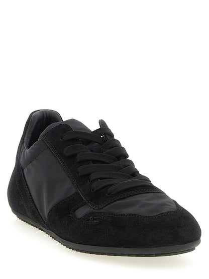 Athletic Sneakers by Rick Owens for men in nylon & calfskin leather black features an effortless chic silhouette, showcasing the signature athletic style of the Men's Athletic Nylon & Calfskin Leather Sneakers collection with a truly effortless chic finish.