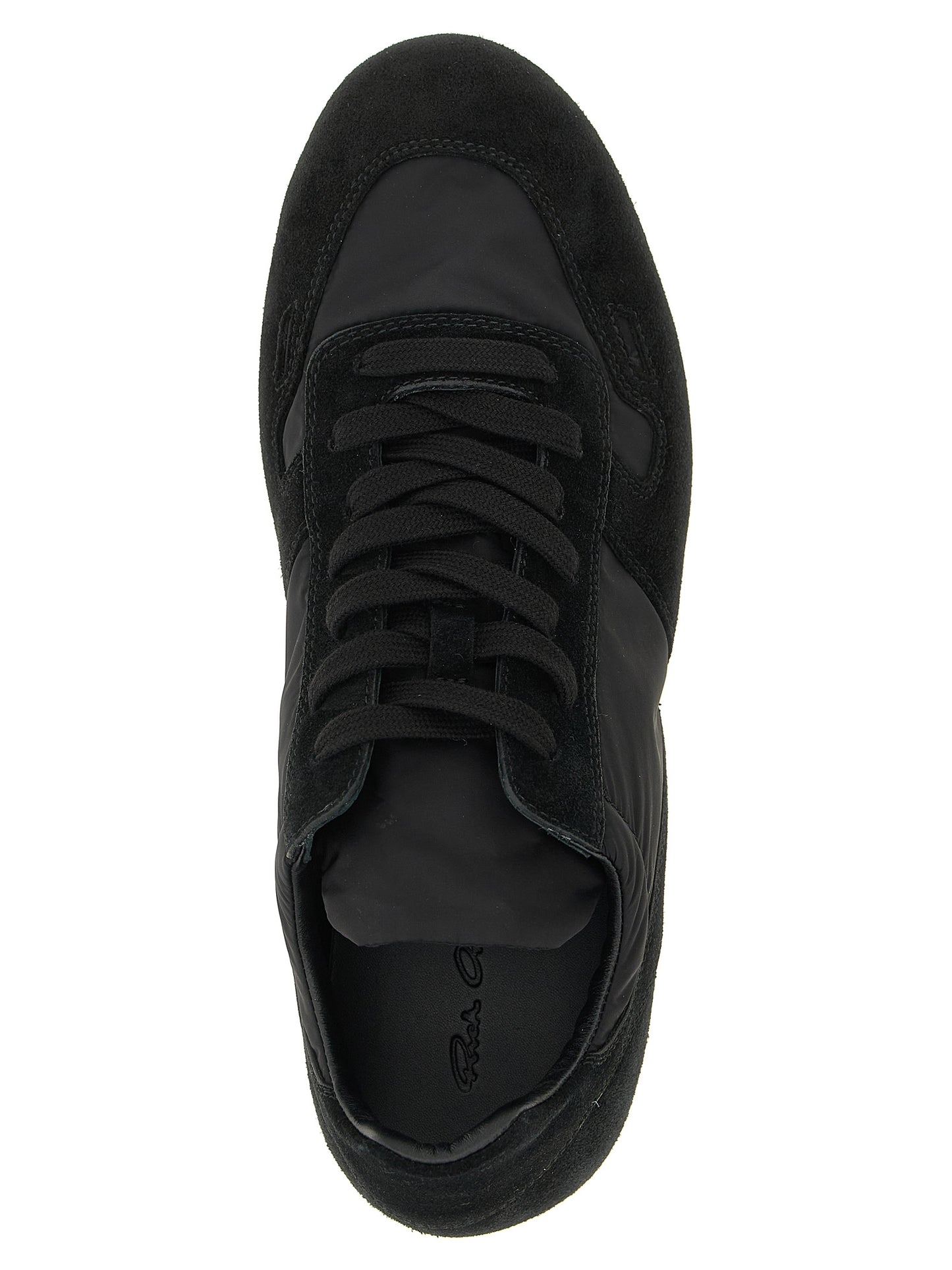 Athletic Sneakers by Rick Owens for men in nylon & calfskin leather black features an timeless silhouette from the Men's Athletic Nylon & Calfskin Leather Sneakers collection, showcasing a timeless athletic style for a timeless look.