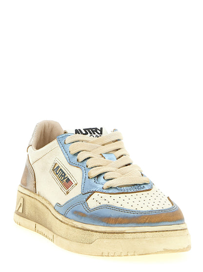 Sneakers by Autry for women in goat leather multicolor presents a sumptuous silhouette, artfully capturing the essence of the Women's Low Top Goat Leather Sneakers with its sumptuous low-top style design.