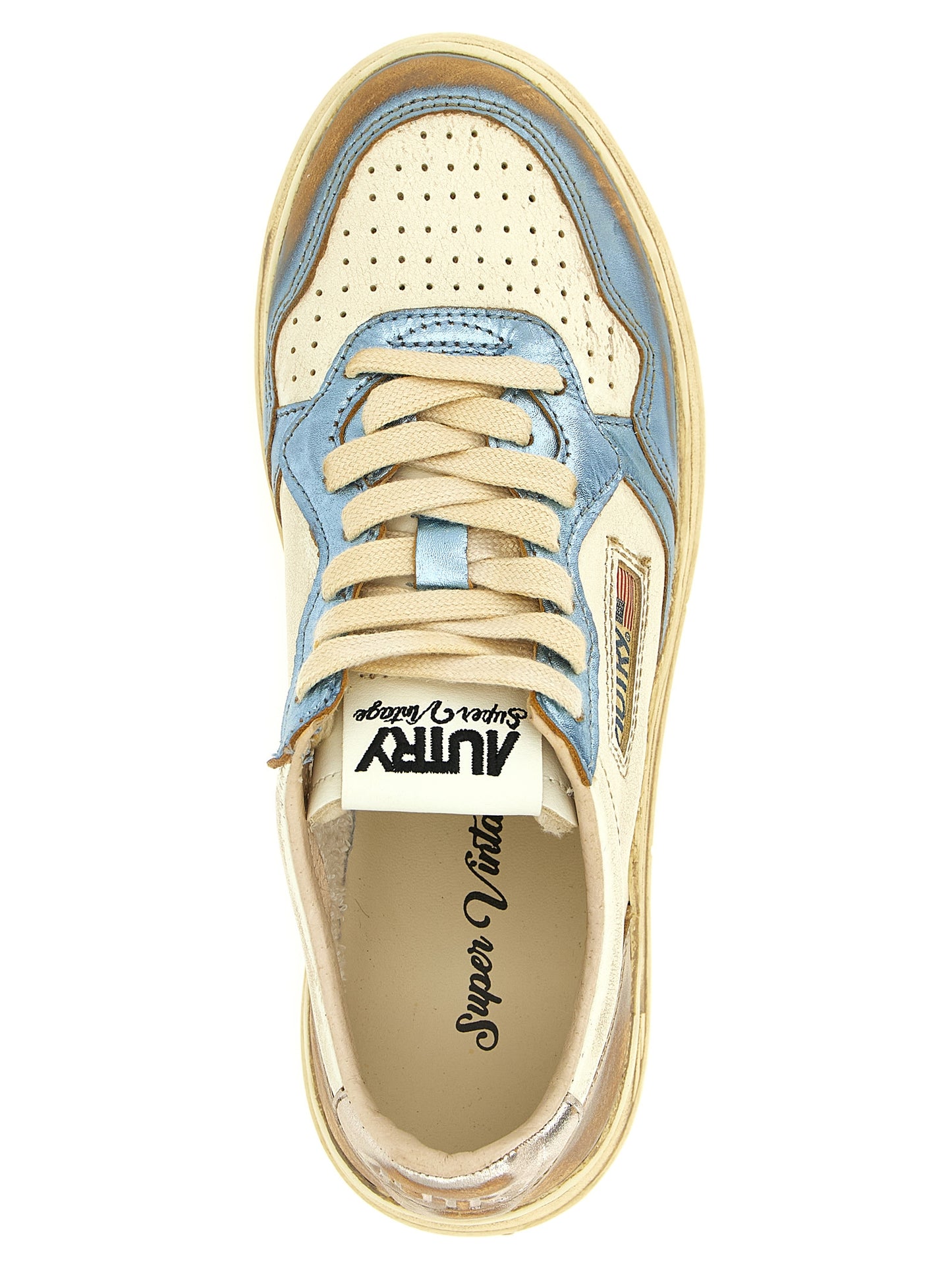 Sneakers by Autry for women in goat leather multicolor features a chic design, perfectly showcasing the chic low-top style of this Women's Low Top Goat Leather Sneakers.