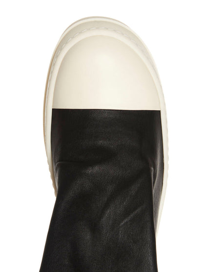 Over-The-Knee Boots by Rick Owens for women in cotton & leather bicolour, black & white features an dynamic silhouette, showcasing the dynamic Hug Women's Cotton & Leather Over-The-Knee Boots design with its distinctive and elegant .