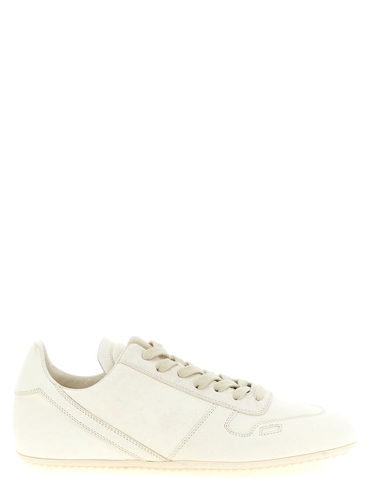 Sneakers by Rick Owens for men in lamb leather white presents a impeccable silhouette as Men's Low Top Lamb Leather Sneakers, expertly defined by a impeccable low-top style for a impeccable, high-fashion look.
