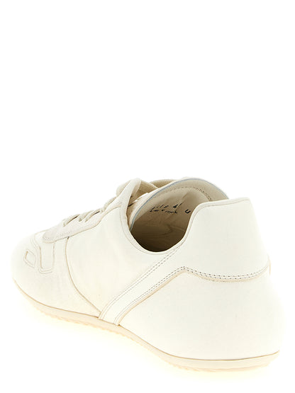 Sneakers by Rick Owens for men in lamb leather white features a chic design, perfectly showcasing the chic low-top style of this Men's Low Top Lamb Leather Sneakers.