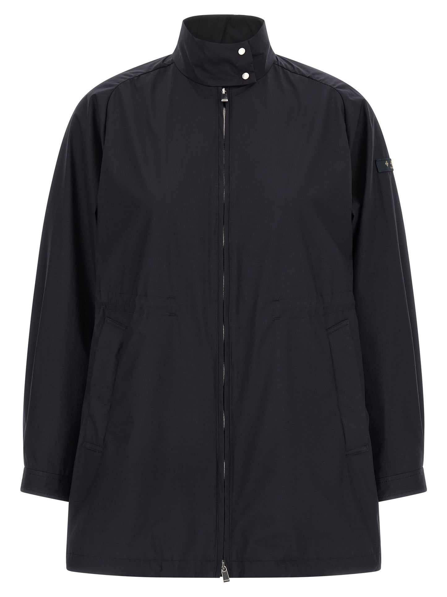 Windbreaker Jacket by Tatras for women in nylon fabric blue showcases a urban chic silhouette, detailed with a urban chic high-neck neckline and functional lightweight & windproof for a polished finish.