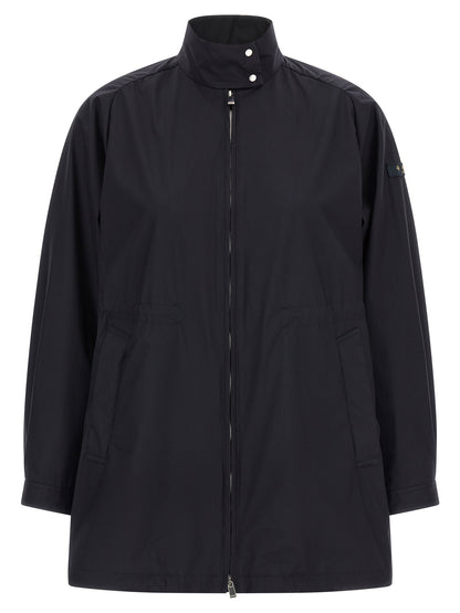 Windbreaker Jacket by Tatras for women in nylon fabric blue showcases a urban chic silhouette, detailed with a urban chic high-neck neckline and functional lightweight & windproof for a polished finish.