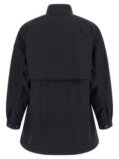 Windbreaker Jacket by Tatras for women in nylon fabric blue features an magnificent silhouette, showcasing the sophisticated high-neck neckline and functional lightweight & windproof for a premium, magnificent look.