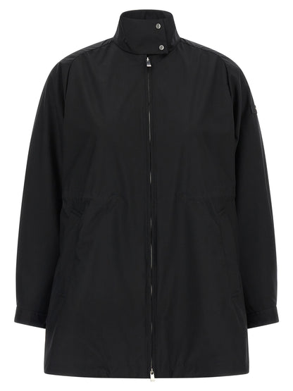 Windbreaker Jacket by Tatras for women in nylon black & signature showcases a urban chic silhouette, detailed with a urban chic high-neck neckline and functional lightweight & windproof for a polished finish.