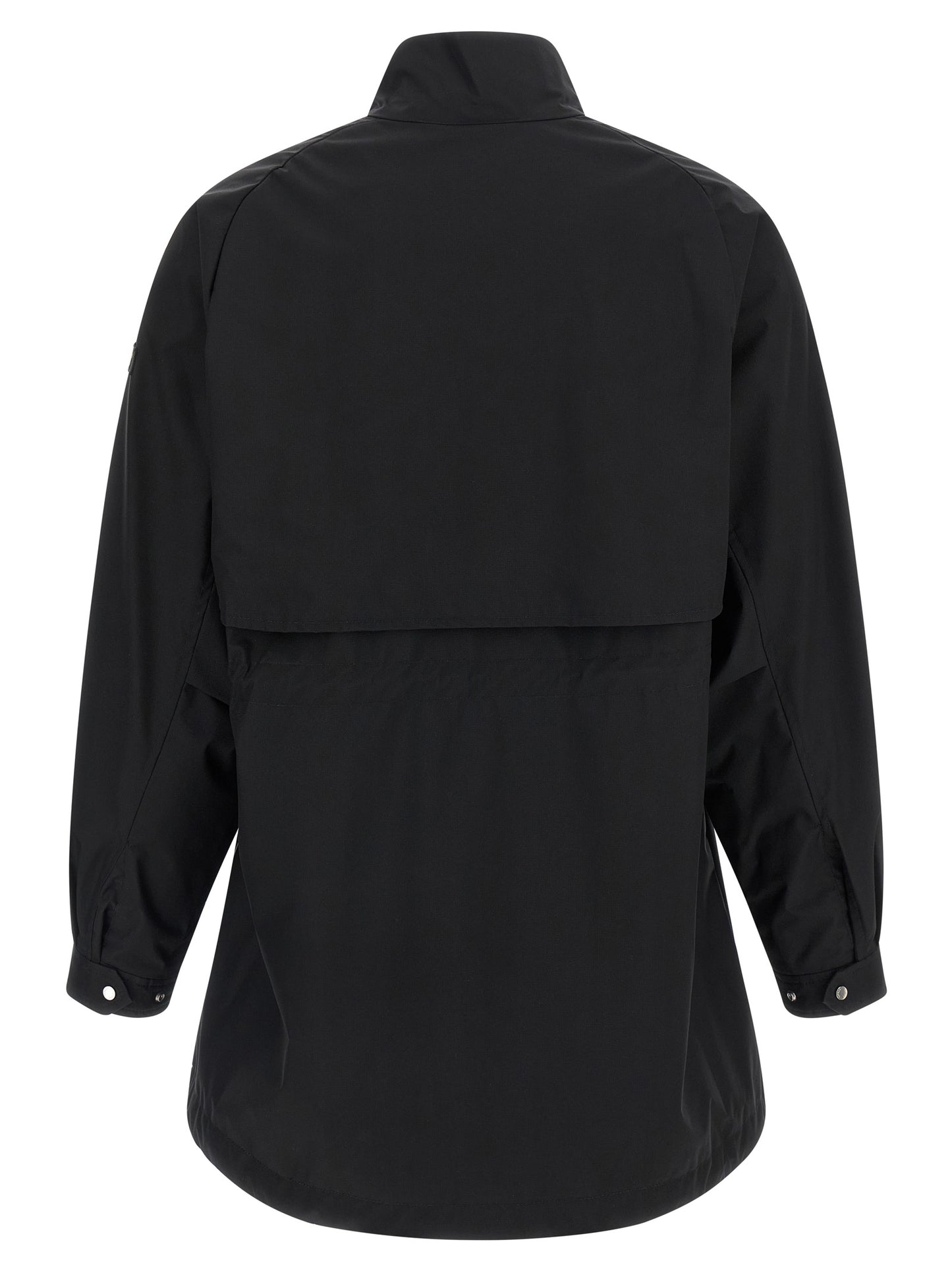 Windbreaker Jacket by Tatras for women in nylon black & signature features an enduring silhouette, showcasing technical lightweight & windproof and a sophisticated high-neck neckline for a truly enduring aesthetic.