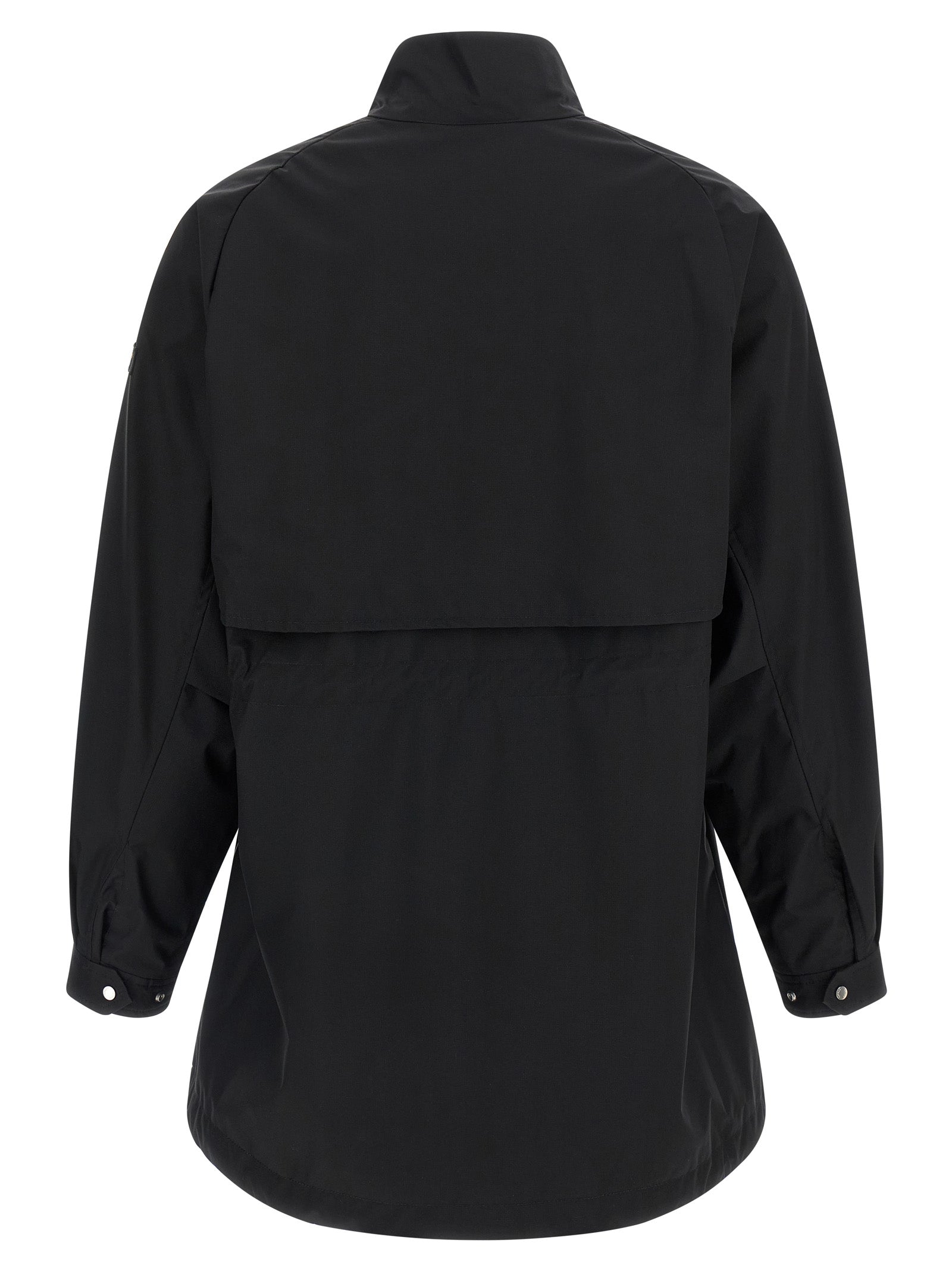 Windbreaker Jacket by Tatras for women in nylon black & signature features an enduring silhouette, showcasing technical lightweight & windproof and a sophisticated high-neck neckline for a truly enduring aesthetic.
