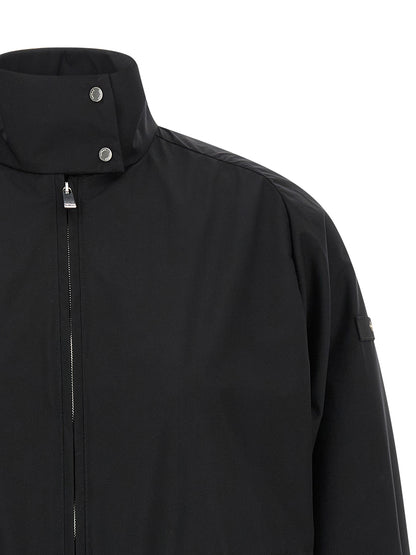 Windbreaker Jacket by Tatras for women in nylon black & signature features an magnificent silhouette, showcasing the sophisticated high-neck neckline and functional lightweight & windproof for a premium, magnificent look.