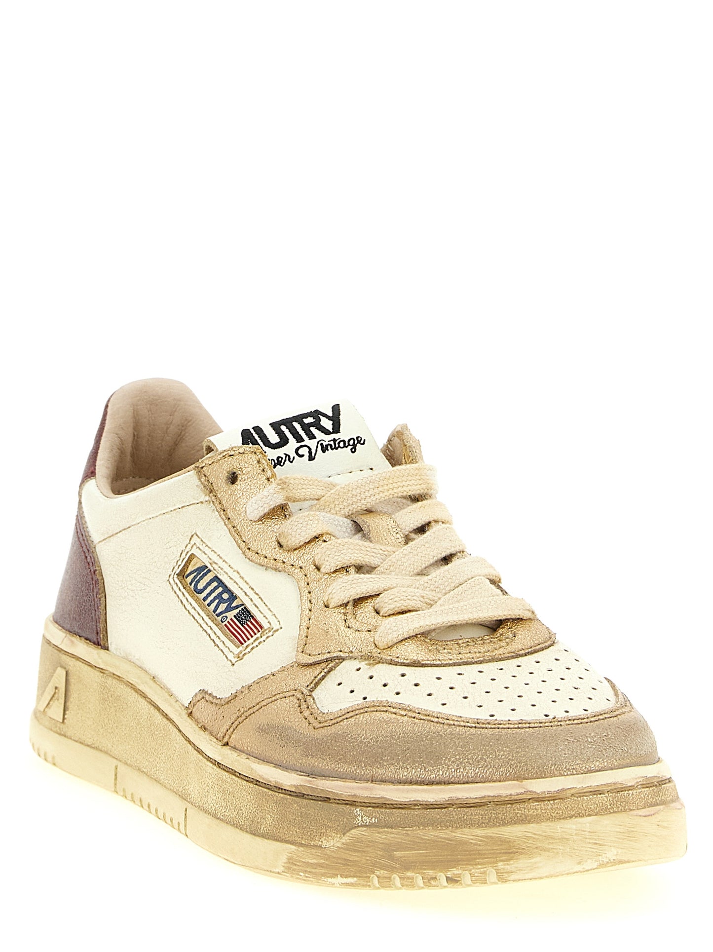 Sneakers by Autry for women in cowhide leather multicolor features a chic design, perfectly showcasing the chic low-top style of this Women's Low Top Cowhide Leather Sneakers.