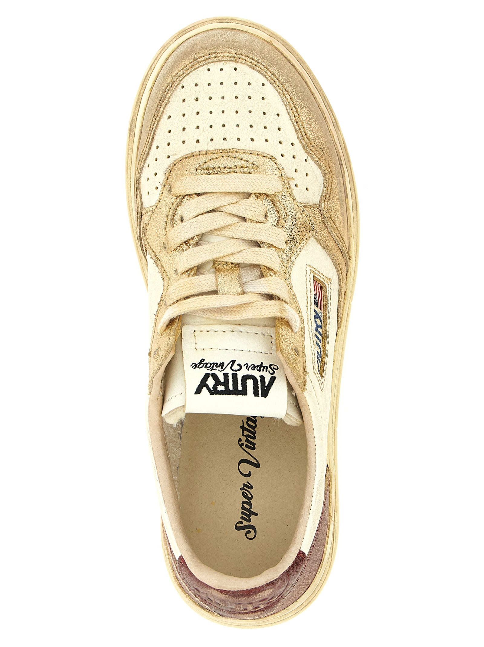 Sneakers by Autry for women in cowhide leather multicolor presents a sumptuous silhouette, artfully capturing the essence of the Women's Low Top Cowhide Leather Sneakers with its sumptuous low-top style design.