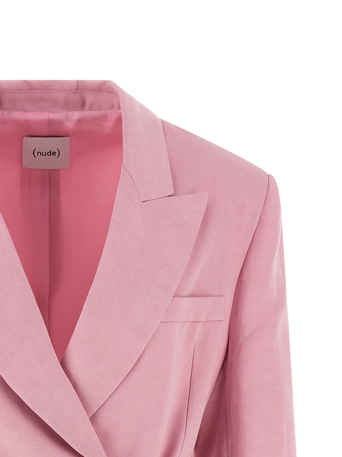 NUDE Women's Double Breasted Linen Blazer - Multicolor Nude Pink