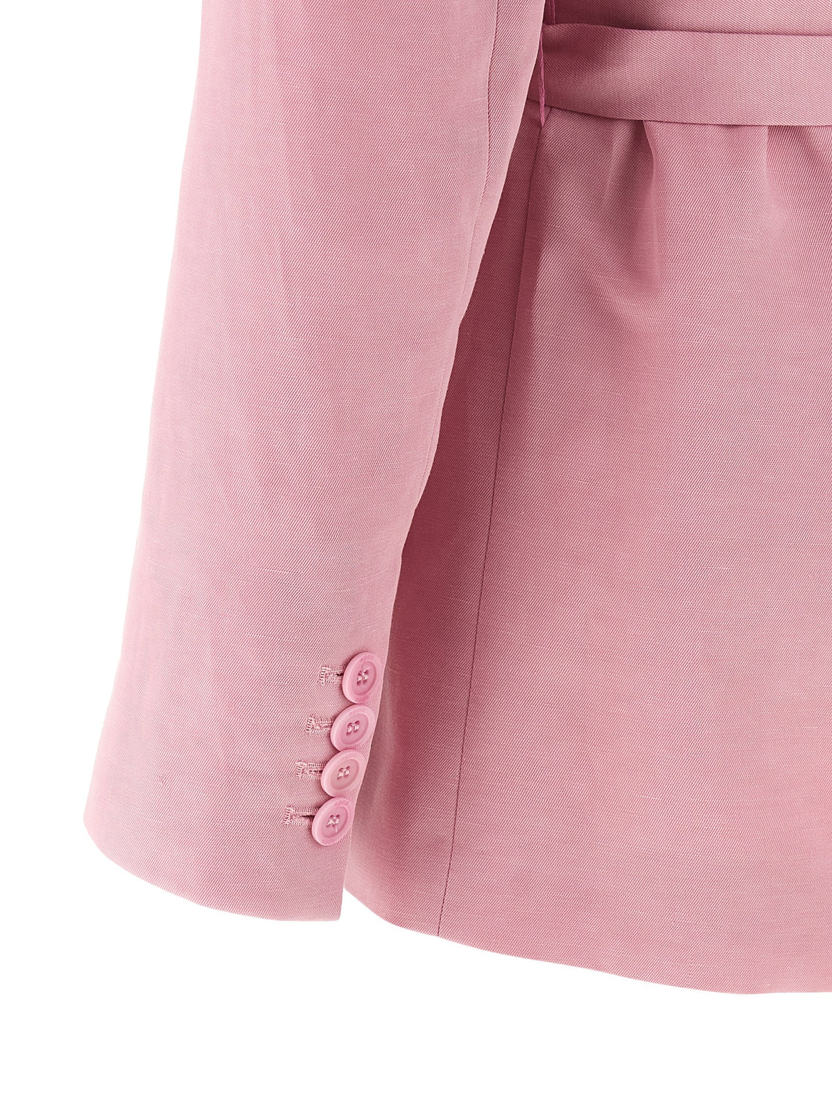 NUDE Women's Double Breasted Linen Blazer - Multicolor Nude Pink