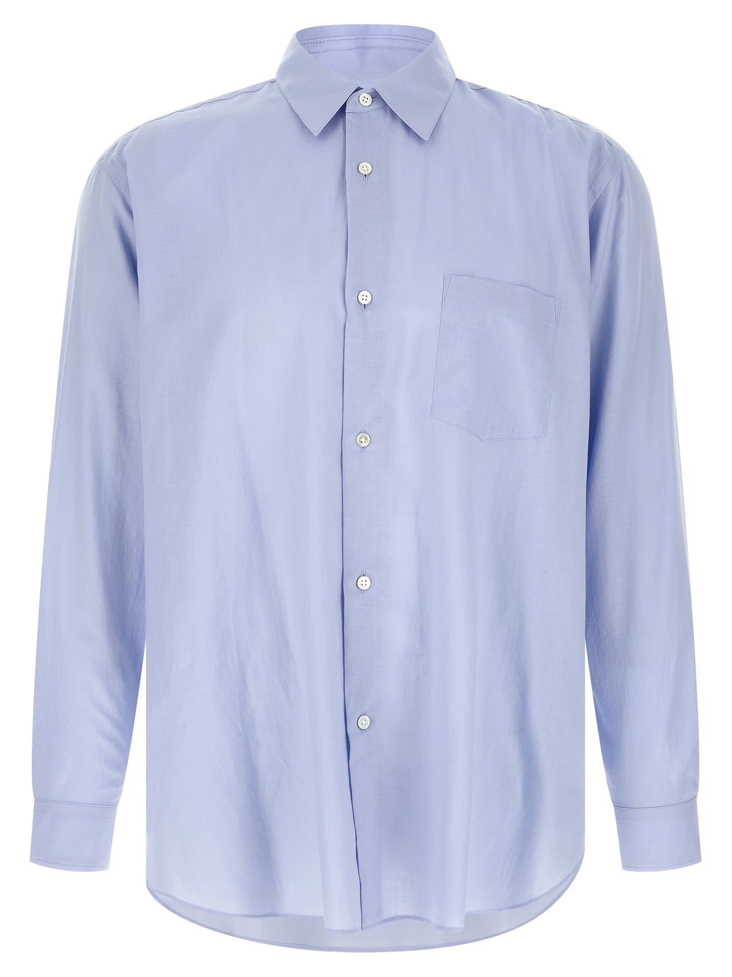 SSSTEIN Japanese Men's Long-Sleeve Cotton & Silk Shirt - Light Blue
