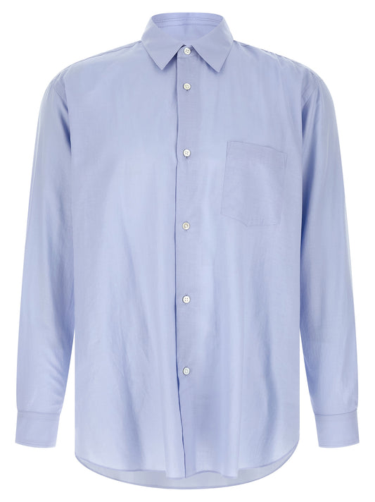 SSSTEIN Japanese Men's Long-Sleeve Cotton & Silk Shirt - Light Blue
