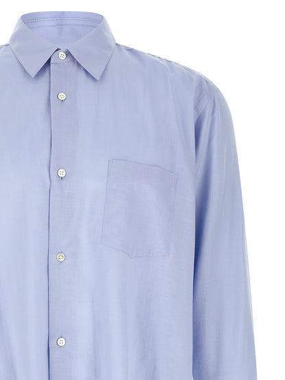 SSSTEIN Japanese Men's Long-Sleeve Cotton & Silk Shirt - Light Blue