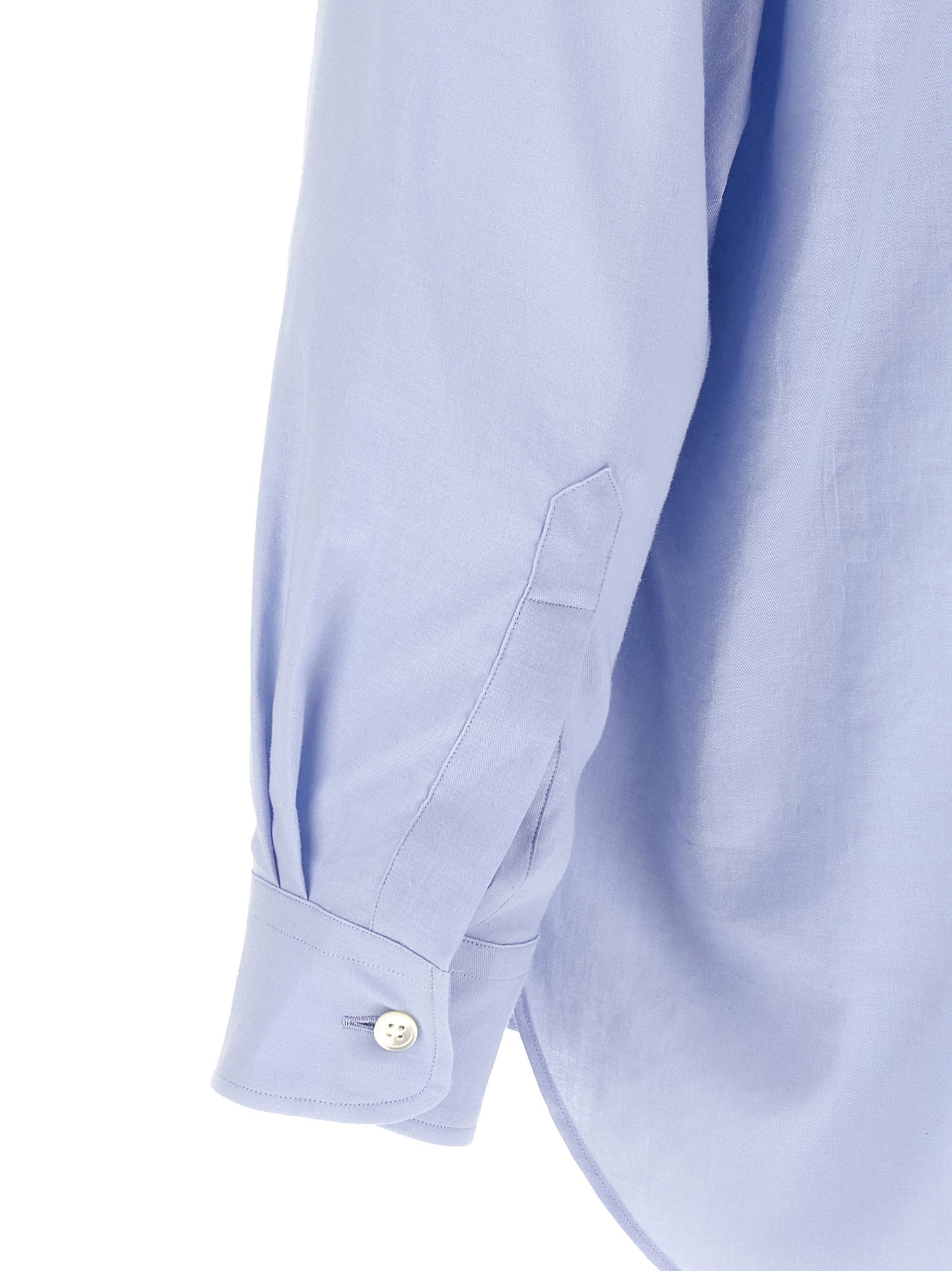 SSSTEIN Japanese Men's Long-Sleeve Cotton & Silk Shirt - Light Blue