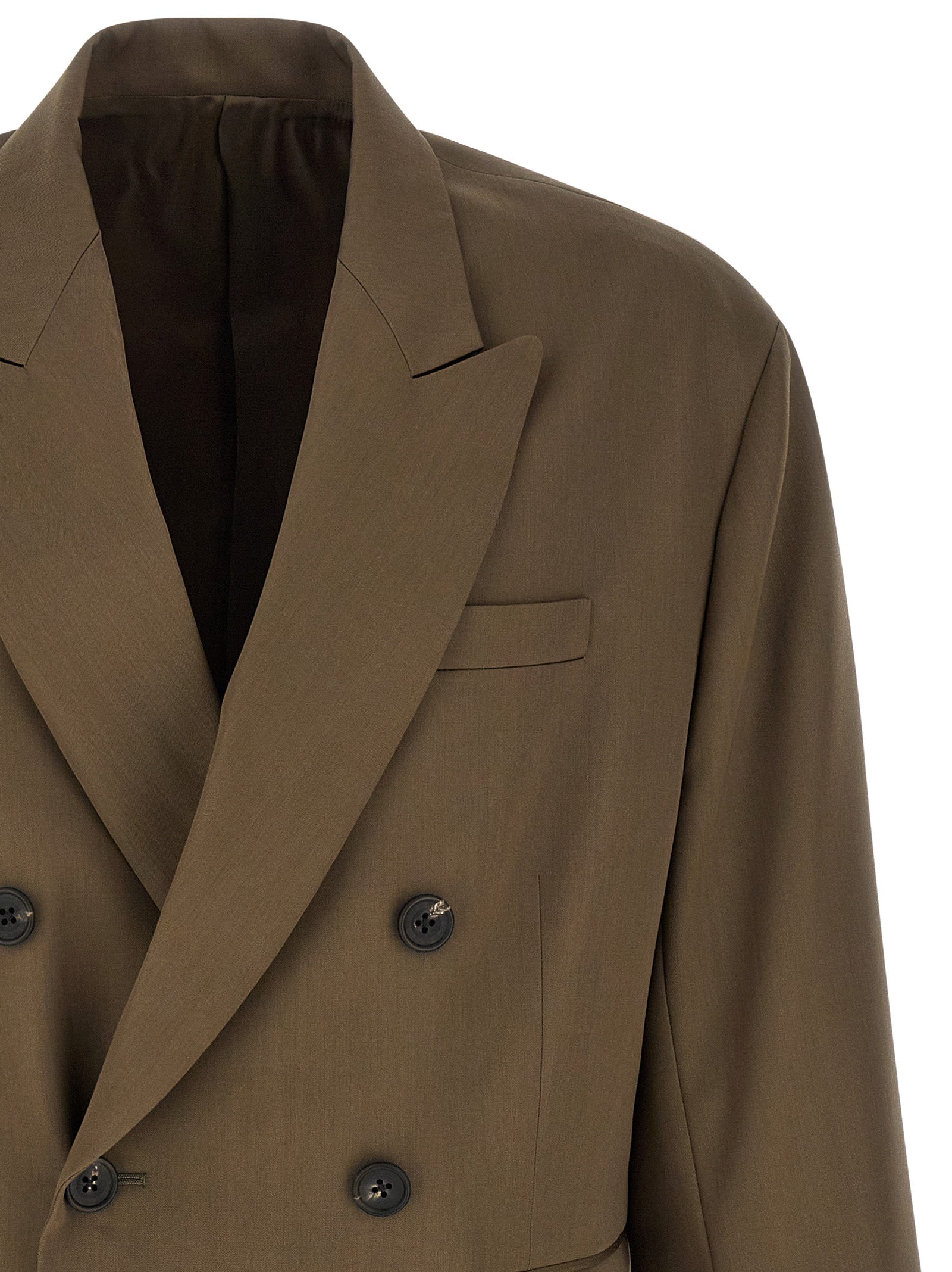 Blazer by SSSTEIN for men in cupro wool bicolour, green & horn features an crisp silhouette with sophisticated and a crisp for a truly crisp finish.